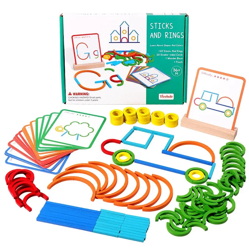 Wooden Sticks & Rings Puzzle