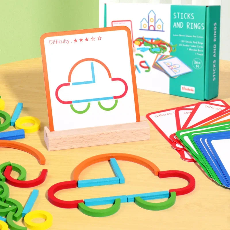 Wooden Sticks & Rings Puzzle